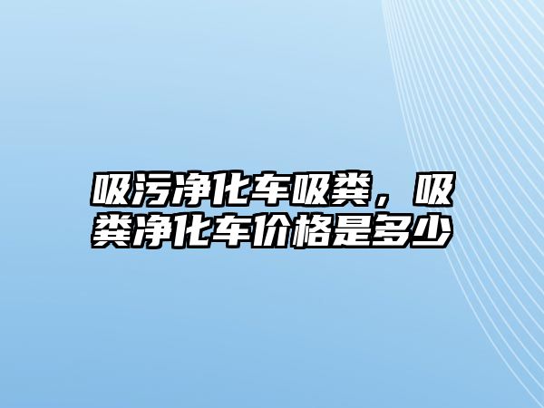 吸污凈化車吸糞，吸糞凈化車價格是多少