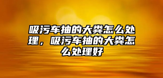 吸污車抽的大糞怎么處理，吸污車抽的大糞怎么處理好