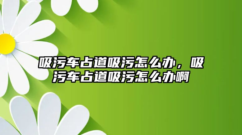 吸污車占道吸污怎么辦，吸污車占道吸污怎么辦啊