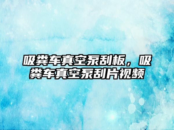 吸糞車真空泵刮板，吸糞車真空泵刮片視頻