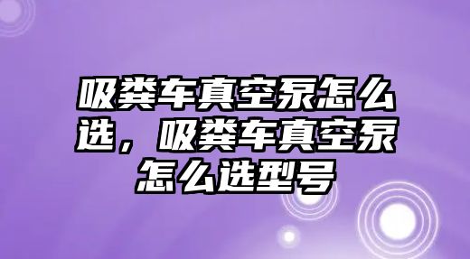 吸糞車真空泵怎么選，吸糞車真空泵怎么選型號