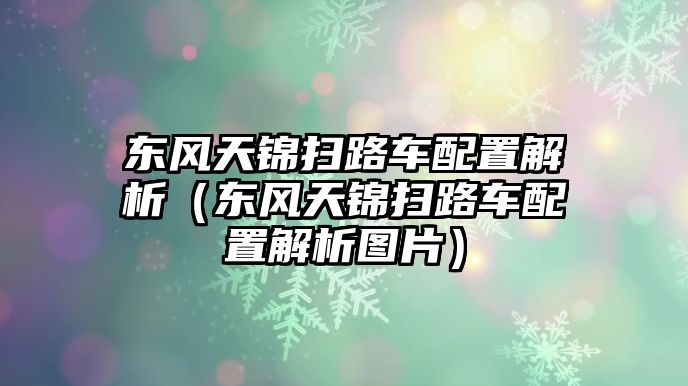 東風(fēng)天錦掃路車(chē)配置解析（東風(fēng)天錦掃路車(chē)配置解析圖片）