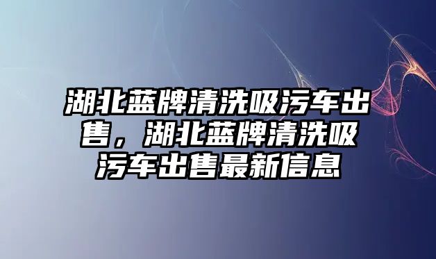 湖北藍牌清洗吸污車出售，湖北藍牌清洗吸污車出售最新信息