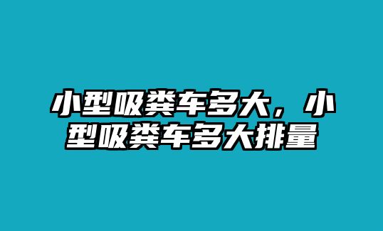 小型吸糞車多大，小型吸糞車多大排量