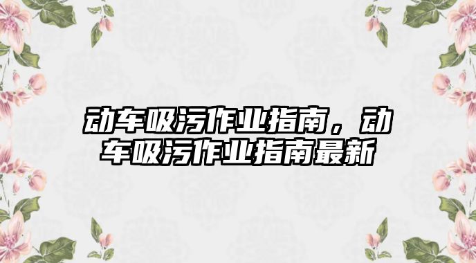 動車吸污作業(yè)指南，動車吸污作業(yè)指南最新