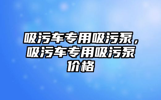 吸污車專用吸污泵，吸污車專用吸污泵價(jià)格