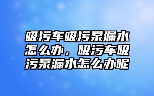 吸污車吸污泵漏水怎么辦，吸污車吸污泵漏水怎么辦呢