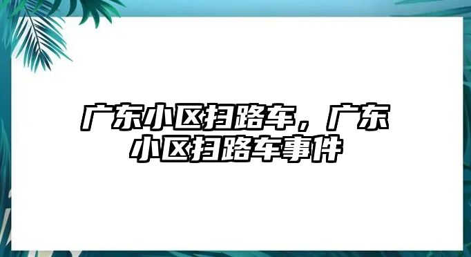 廣東小區(qū)掃路車，廣東小區(qū)掃路車事件