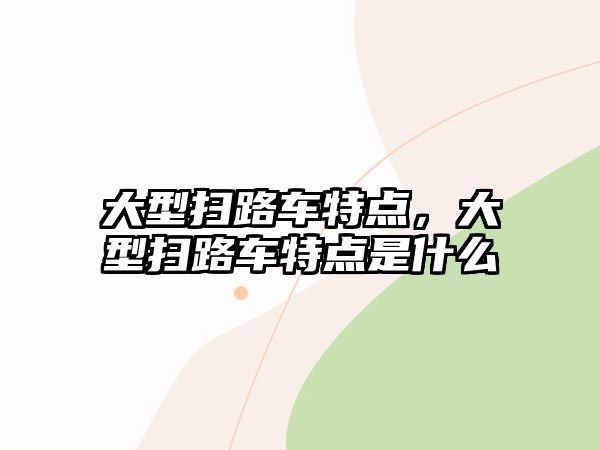 大型掃路車特點，大型掃路車特點是什么