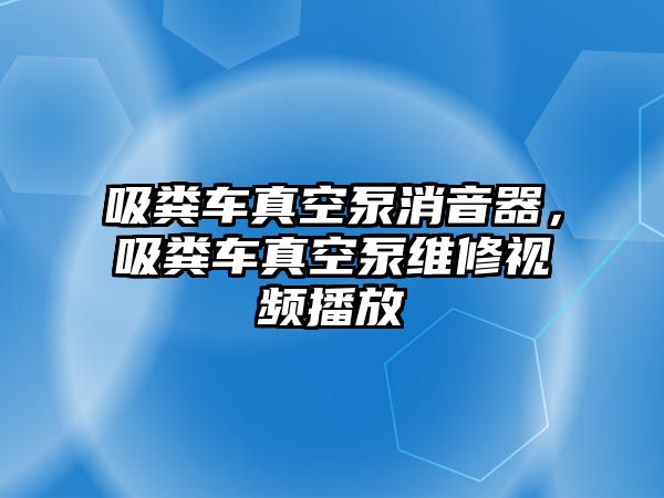 吸糞車真空泵消音器，吸糞車真空泵維修視頻播放