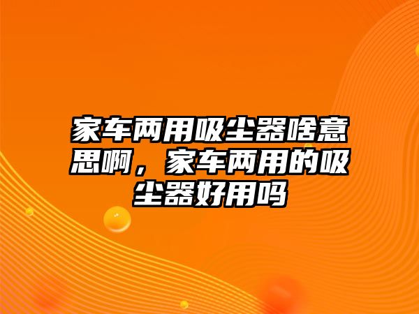 家車兩用吸塵器啥意思啊，家車兩用的吸塵器好用嗎