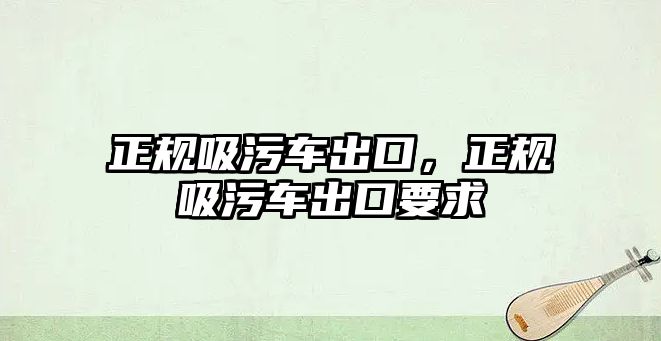 正規(guī)吸污車出口，正規(guī)吸污車出口要求