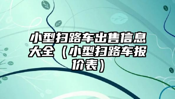 小型掃路車出售信息大全（小型掃路車報(bào)價(jià)表）