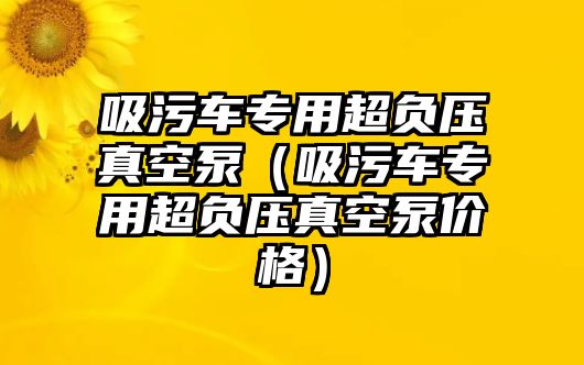 吸污車專用超負(fù)壓真空泵（吸污車專用超負(fù)壓真空泵價(jià)格）