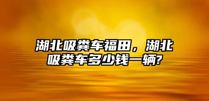 湖北吸糞車福田，湖北吸糞車多少錢一輛?