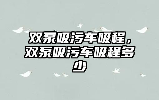 雙泵吸污車吸程，雙泵吸污車吸程多少