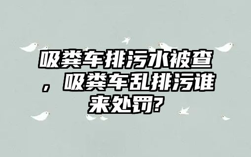 吸糞車排污水被查，吸糞車亂排污誰來處罰?