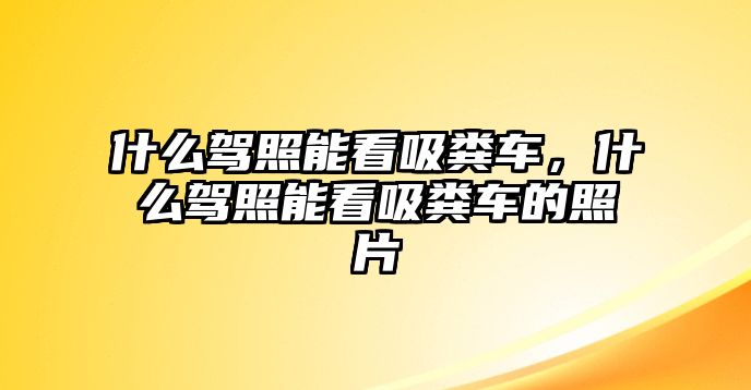 什么駕照能看吸糞車，什么駕照能看吸糞車的照片