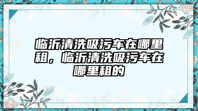 臨沂清洗吸污車在哪里租，臨沂清洗吸污車在哪里租的