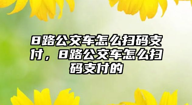 8路公交車怎么掃碼支付，8路公交車怎么掃碼支付的