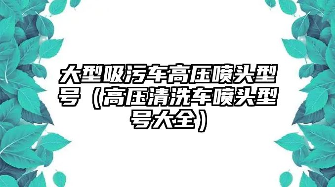 大型吸污車高壓噴頭型號（高壓清洗車噴頭型號大全）