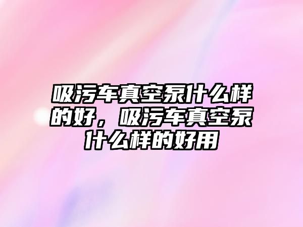 吸污車真空泵什么樣的好，吸污車真空泵什么樣的好用