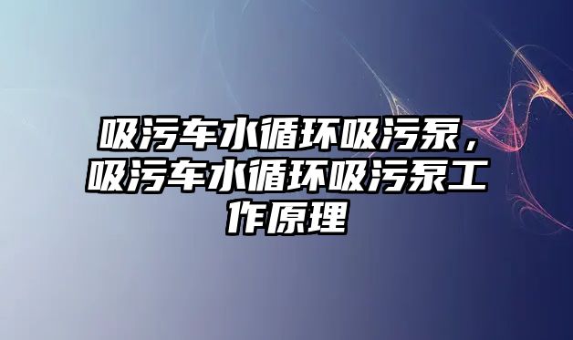 吸污車水循環(huán)吸污泵，吸污車水循環(huán)吸污泵工作原理