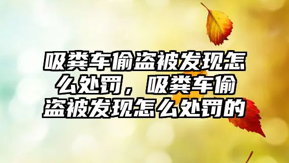 吸糞車偷盜被發(fā)現(xiàn)怎么處罰，吸糞車偷盜被發(fā)現(xiàn)怎么處罰的