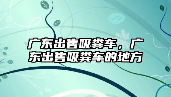 廣東出售吸糞車，廣東出售吸糞車的地方