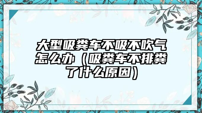 大型吸糞車(chē)不吸不吹氣怎么辦（吸糞車(chē)不排糞了什么原因）