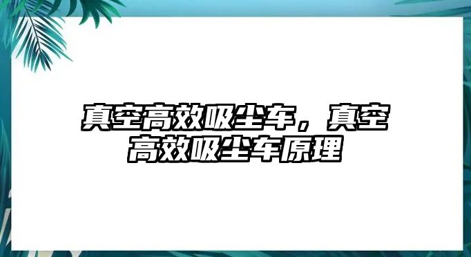 真空高效吸塵車，真空高效吸塵車原理