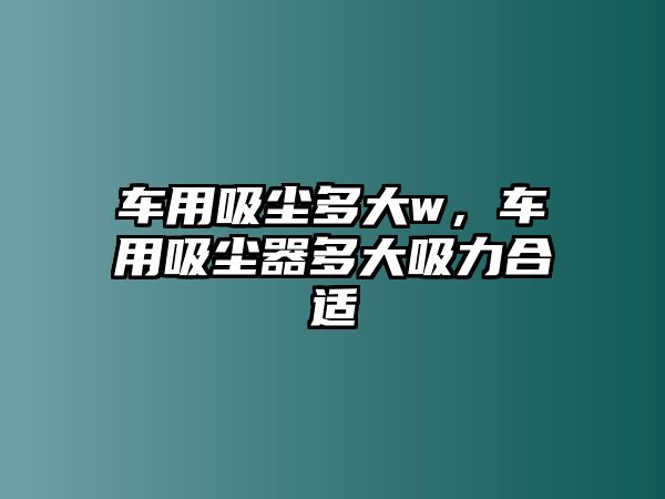 車用吸塵多大w，車用吸塵器多大吸力合適