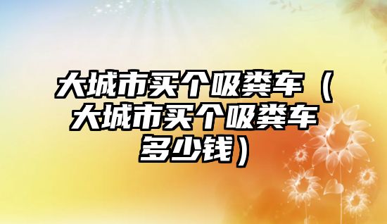 大城市買個吸糞車（大城市買個吸糞車多少錢）