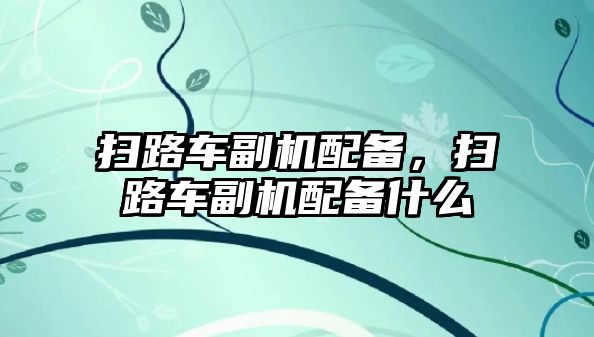 掃路車副機配備，掃路車副機配備什么