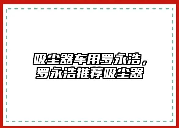 吸塵器車用羅永浩，羅永浩推薦吸塵器