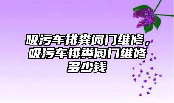 吸污車排糞閥門維修，吸污車排糞閥門維修多少錢