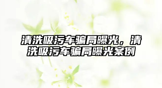 清洗吸污車騙局曝光，清洗吸污車騙局曝光案例