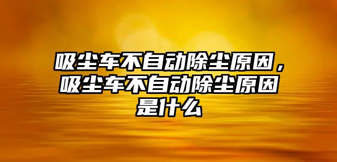 吸塵車不自動除塵原因，吸塵車不自動除塵原因是什么