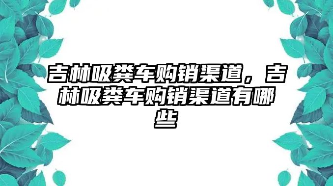 吉林吸糞車購(gòu)銷渠道，吉林吸糞車購(gòu)銷渠道有哪些