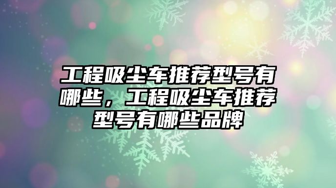 工程吸塵車推薦型號有哪些，工程吸塵車推薦型號有哪些品牌