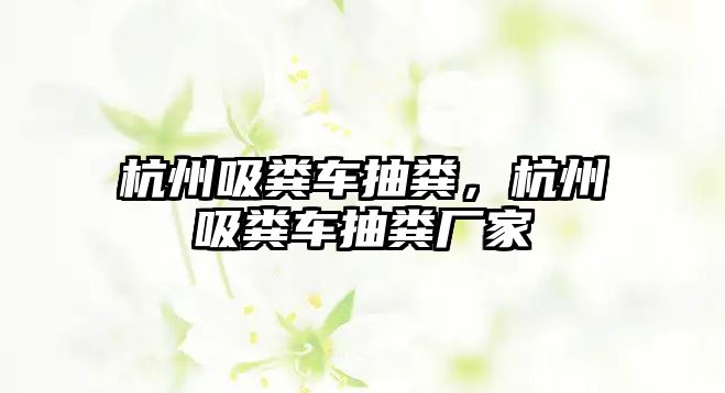 杭州吸糞車抽糞，杭州吸糞車抽糞廠家