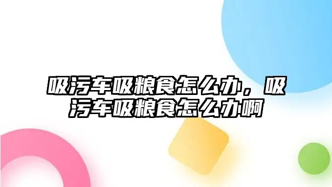 吸污車吸糧食怎么辦，吸污車吸糧食怎么辦啊