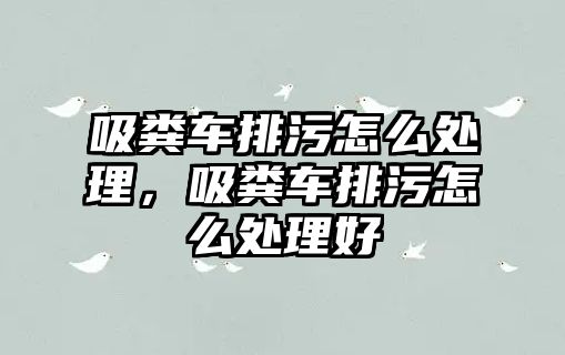 吸糞車排污怎么處理，吸糞車排污怎么處理好