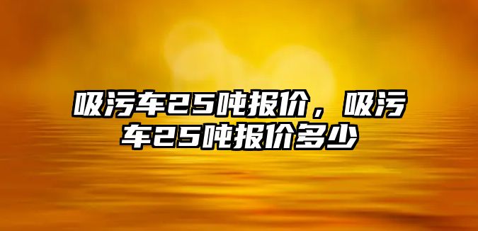 吸污車25噸報價，吸污車25噸報價多少