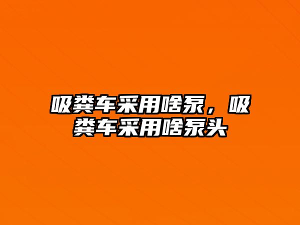 吸糞車采用啥泵，吸糞車采用啥泵頭