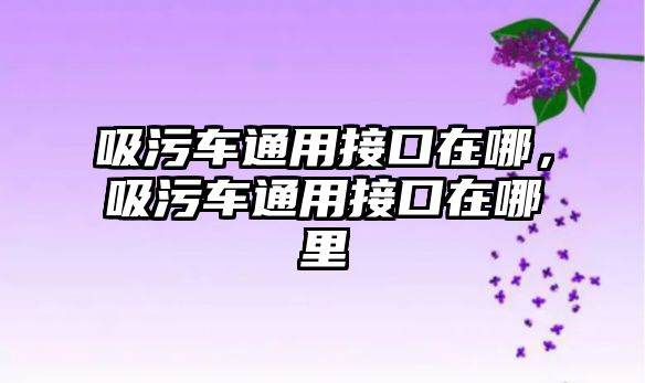 吸污車通用接口在哪，吸污車通用接口在哪里