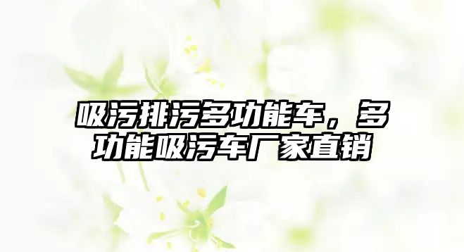 吸污排污多功能車，多功能吸污車廠家直銷