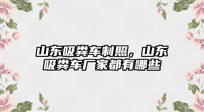 山東吸糞車制照，山東吸糞車廠家都有哪些