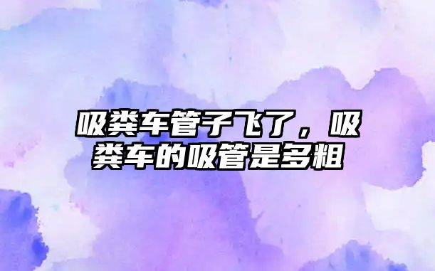 吸糞車管子飛了，吸糞車的吸管是多粗