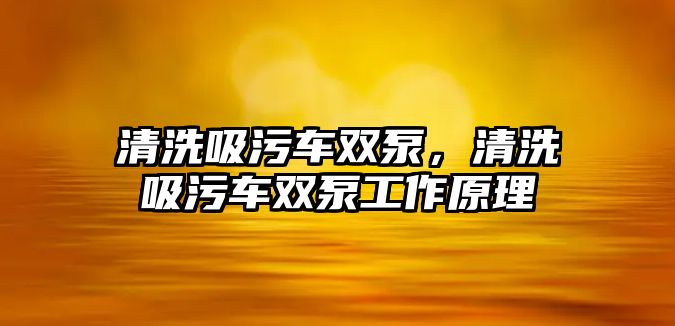 清洗吸污車雙泵，清洗吸污車雙泵工作原理